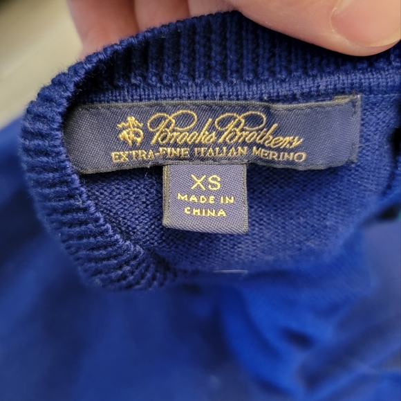 Brooks Brothers Merino Wool Navy Blue Cardigan XS - Picture 3 of 3